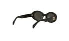 A pair of black sunglasses with gold accents.