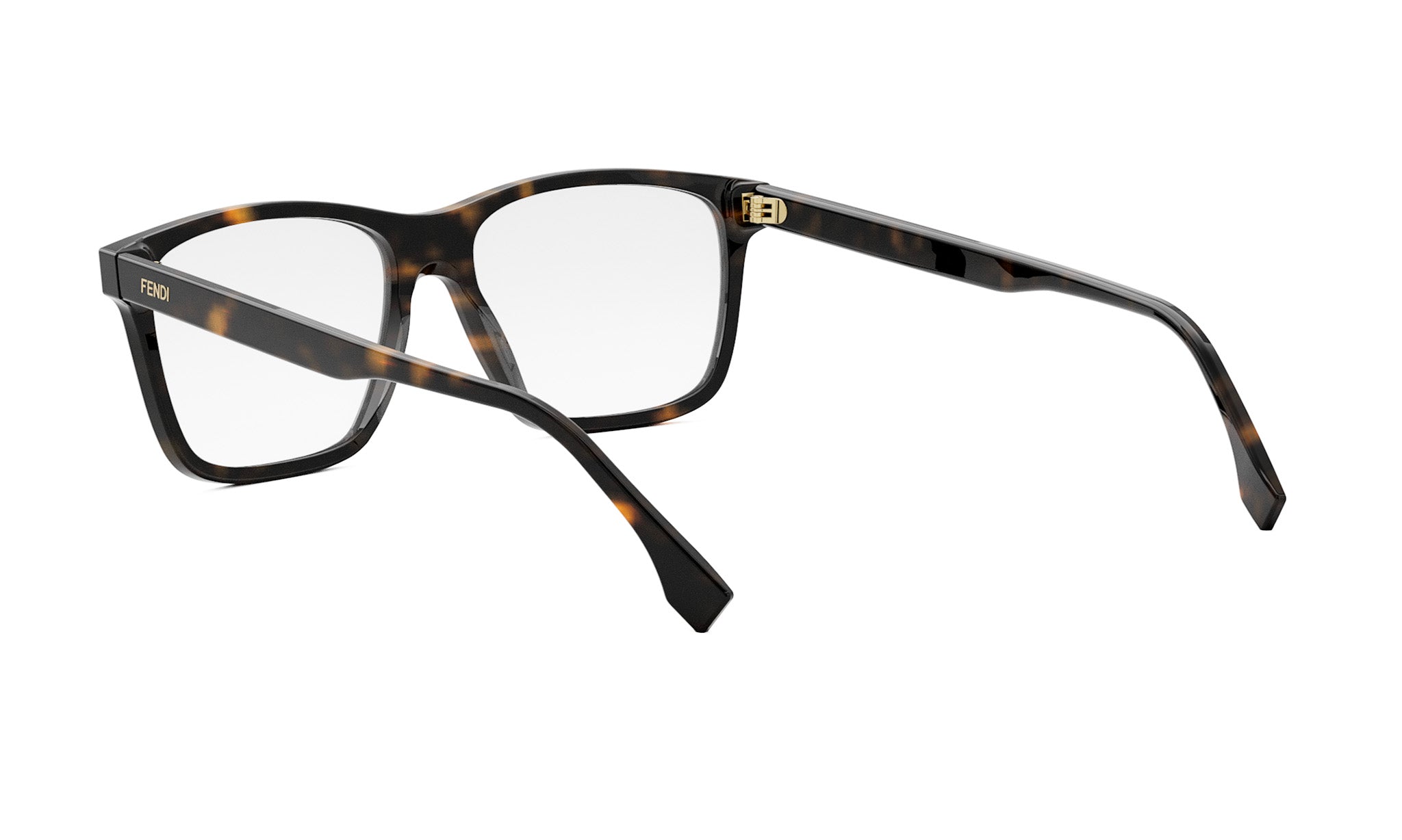 A pair of tortoiseshell-framed glasses with a dark frame and clear lenses.