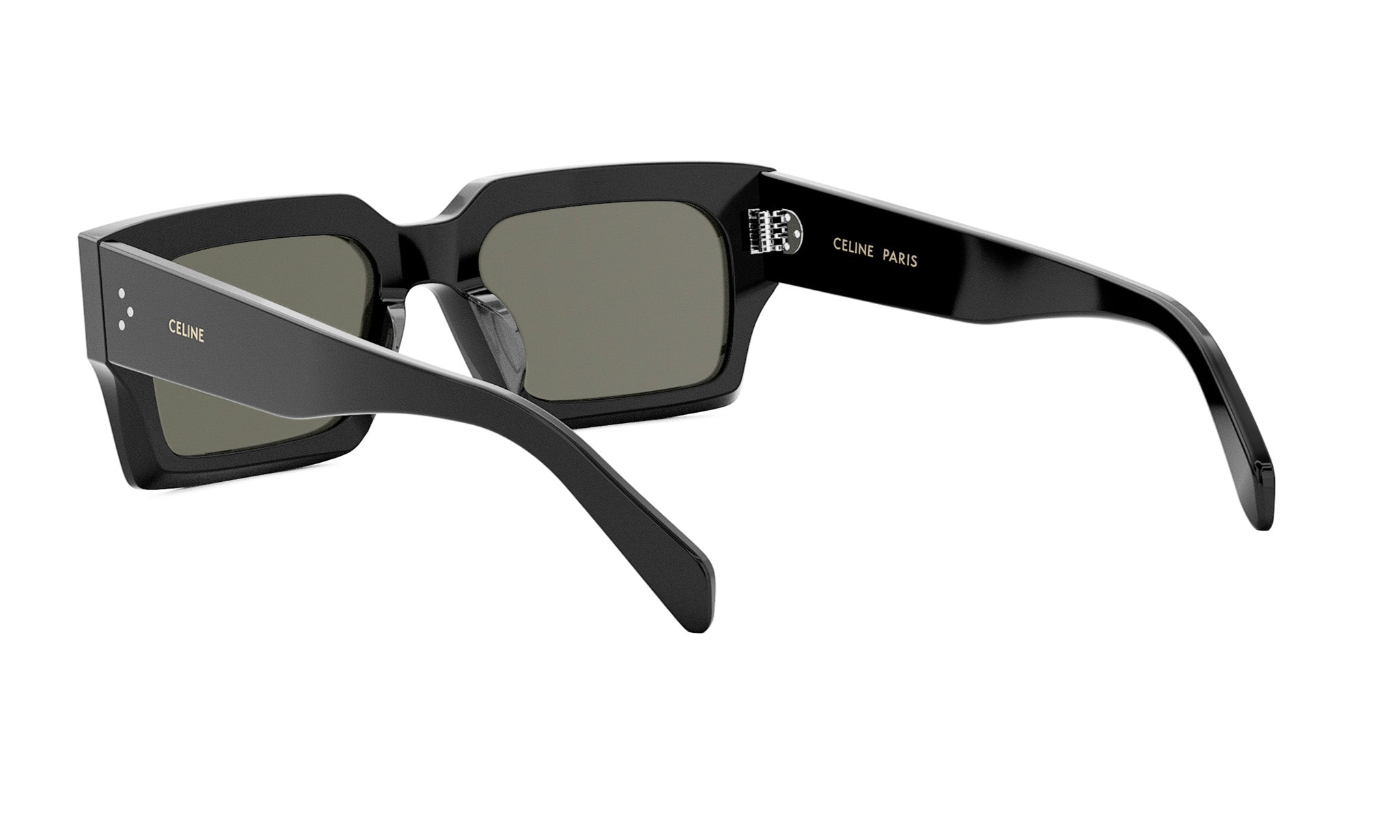 A pair of black sunglasses with a sleek, modern design.