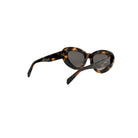 A pair of tortoiseshell sunglasses with dark frames and dark lenses.