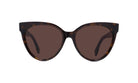 A pair of brown cat-eye sunglasses with dark brown temples and dark brown lenses.