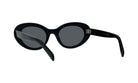 A pair of black cat-eye sunglasses with dark lenses.