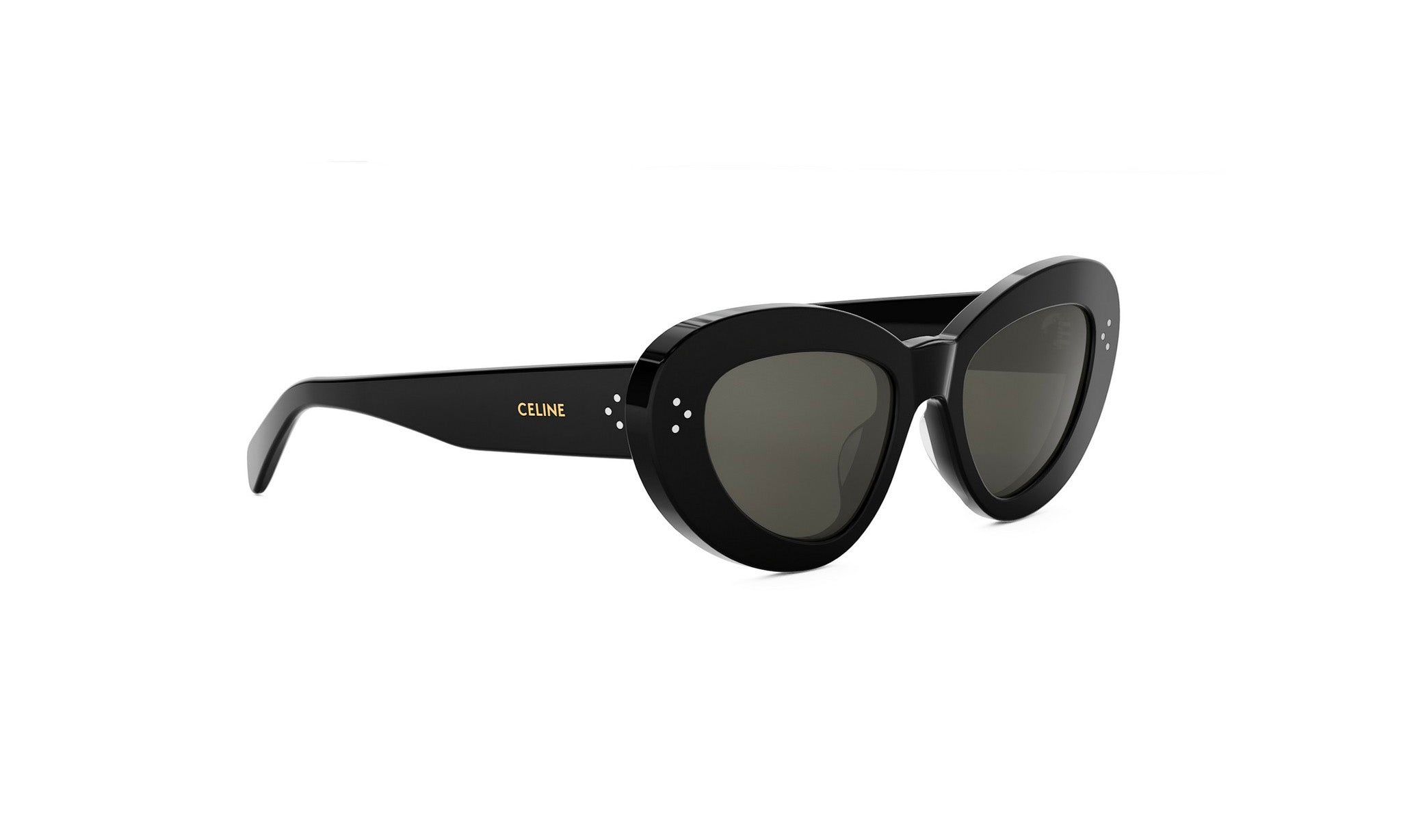 A pair of black sunglasses with a sleek, modern design.