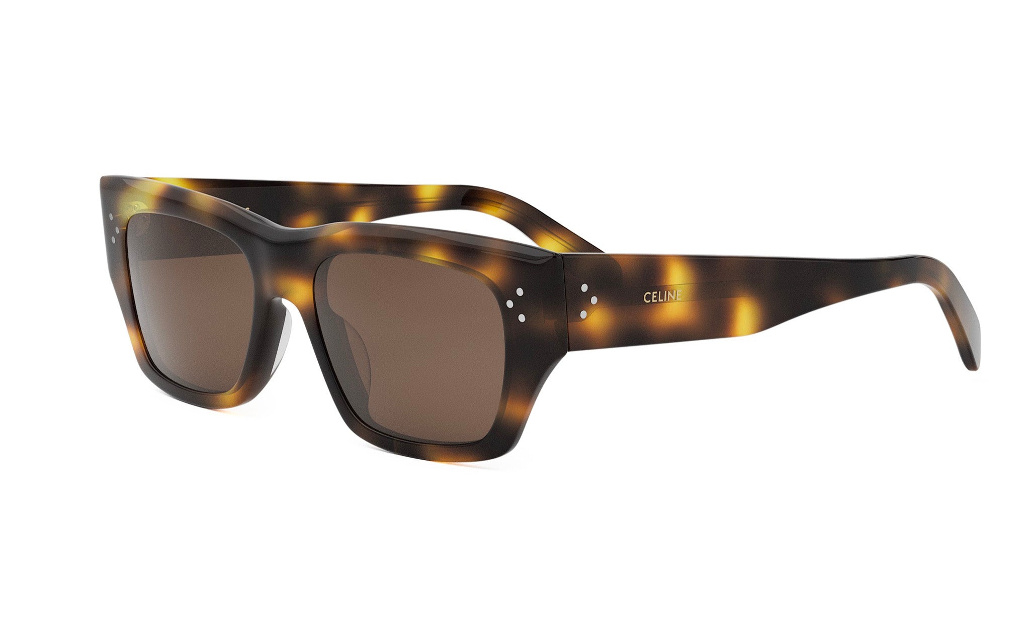 A pair of stylish sunglasses with a tortoiseshell frame and dark lenses.
