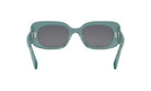 A pair of green-framed sunglasses with dark lenses.