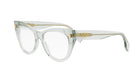 A pair of Fendi-branded clear eyeglasses with a minimalist, modern design.