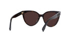 A pair of dark-framed sunglasses with a tortoiseshell frame.