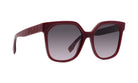 A pair of burgundy-colored sunglasses with a dark gradient lens.