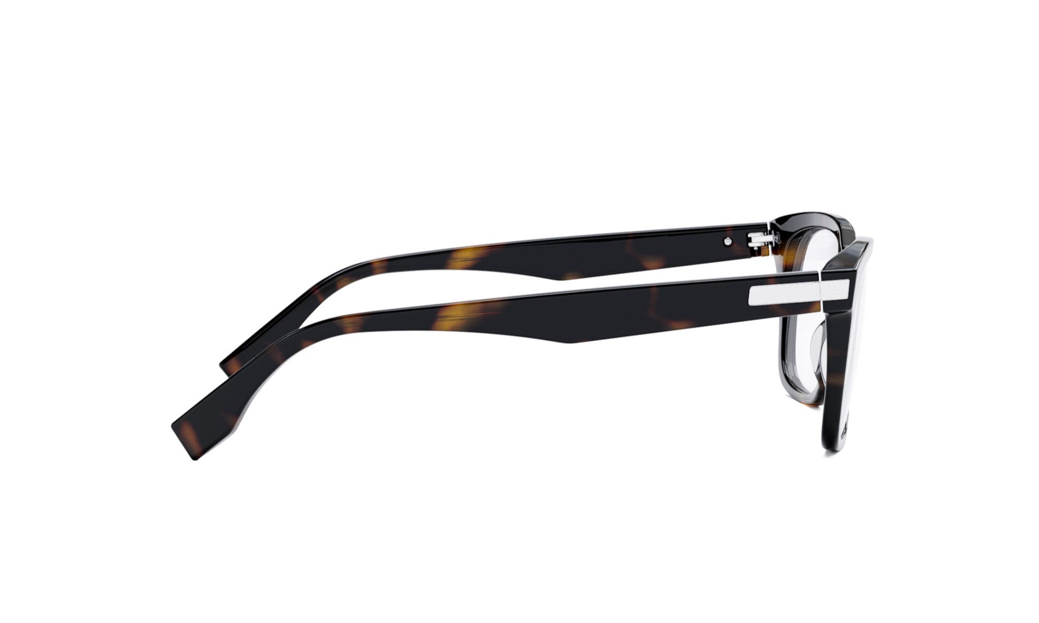 A pair of dark-framed glasses with a tortoiseshell pattern.