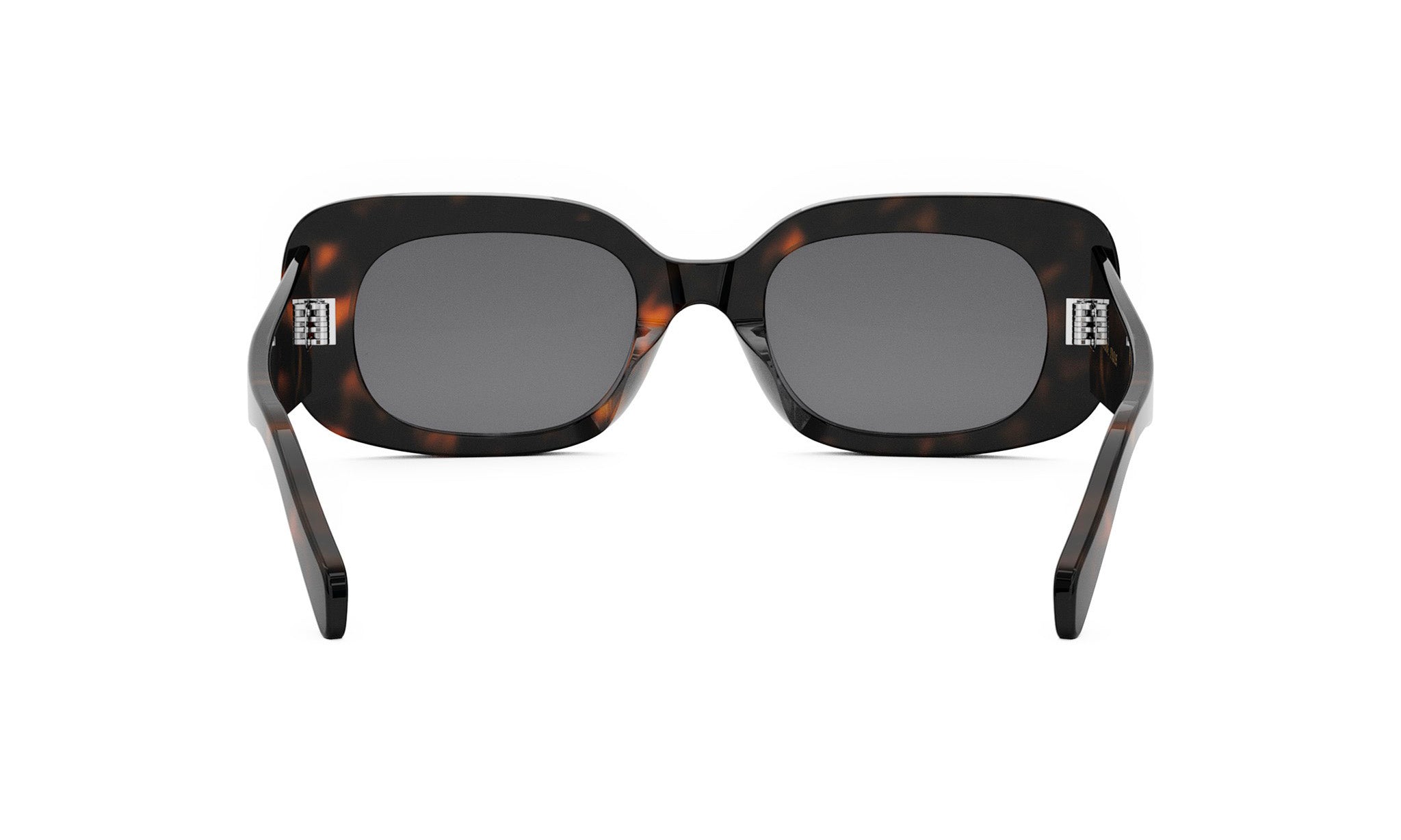 A pair of dark-framed sunglasses with dark lenses.