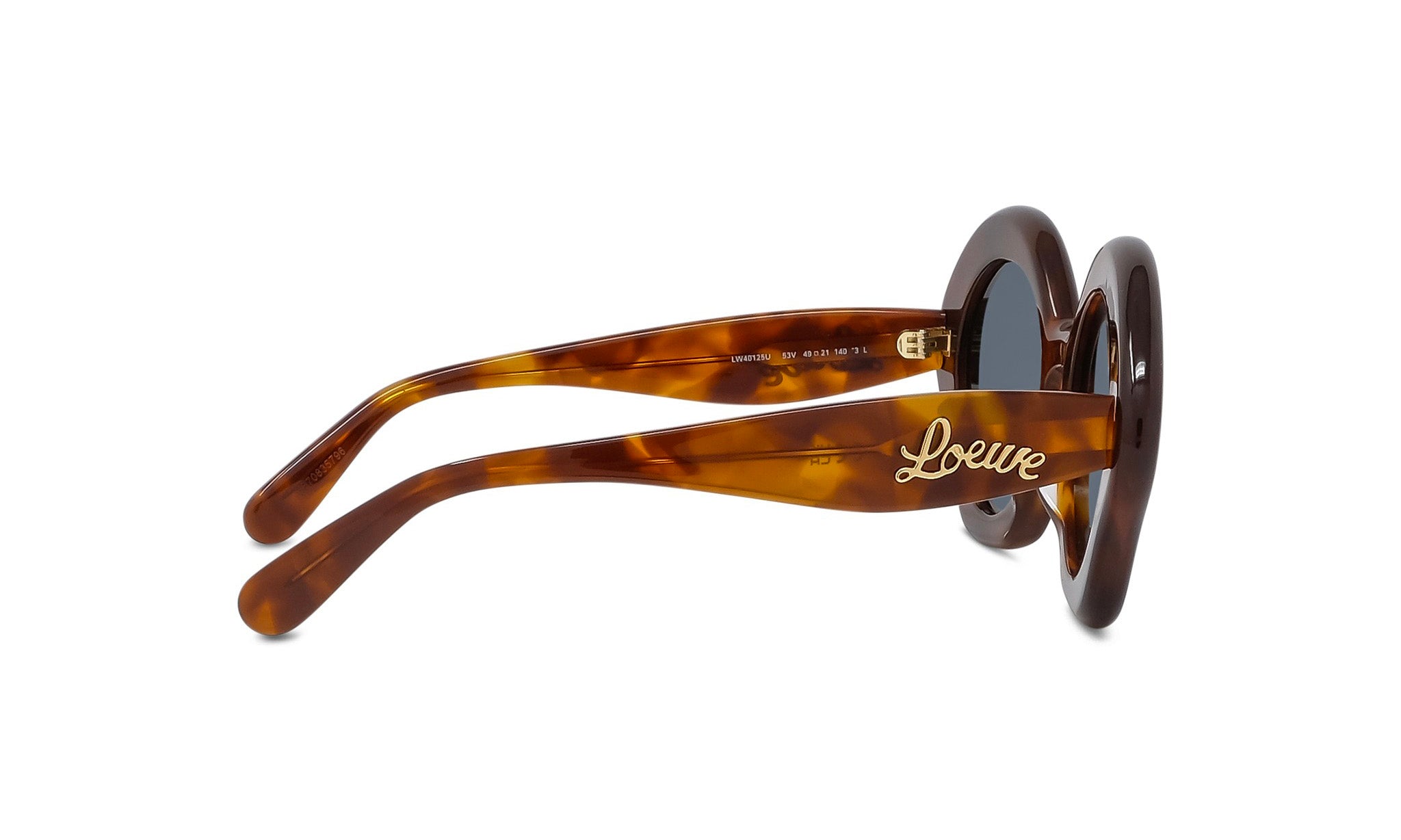 A pair of brown sunglasses with the word "Loise" written on the frame.