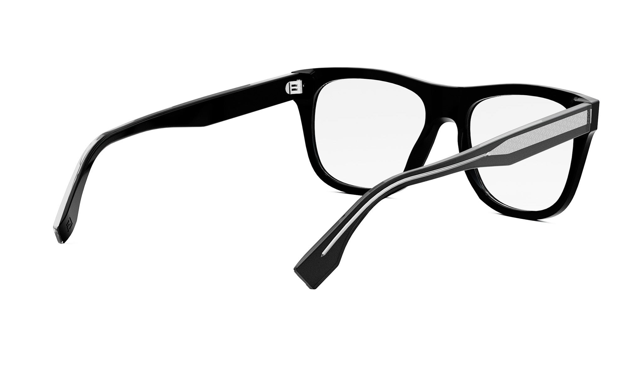 A pair of black-framed glasses with a sleek, modern design.