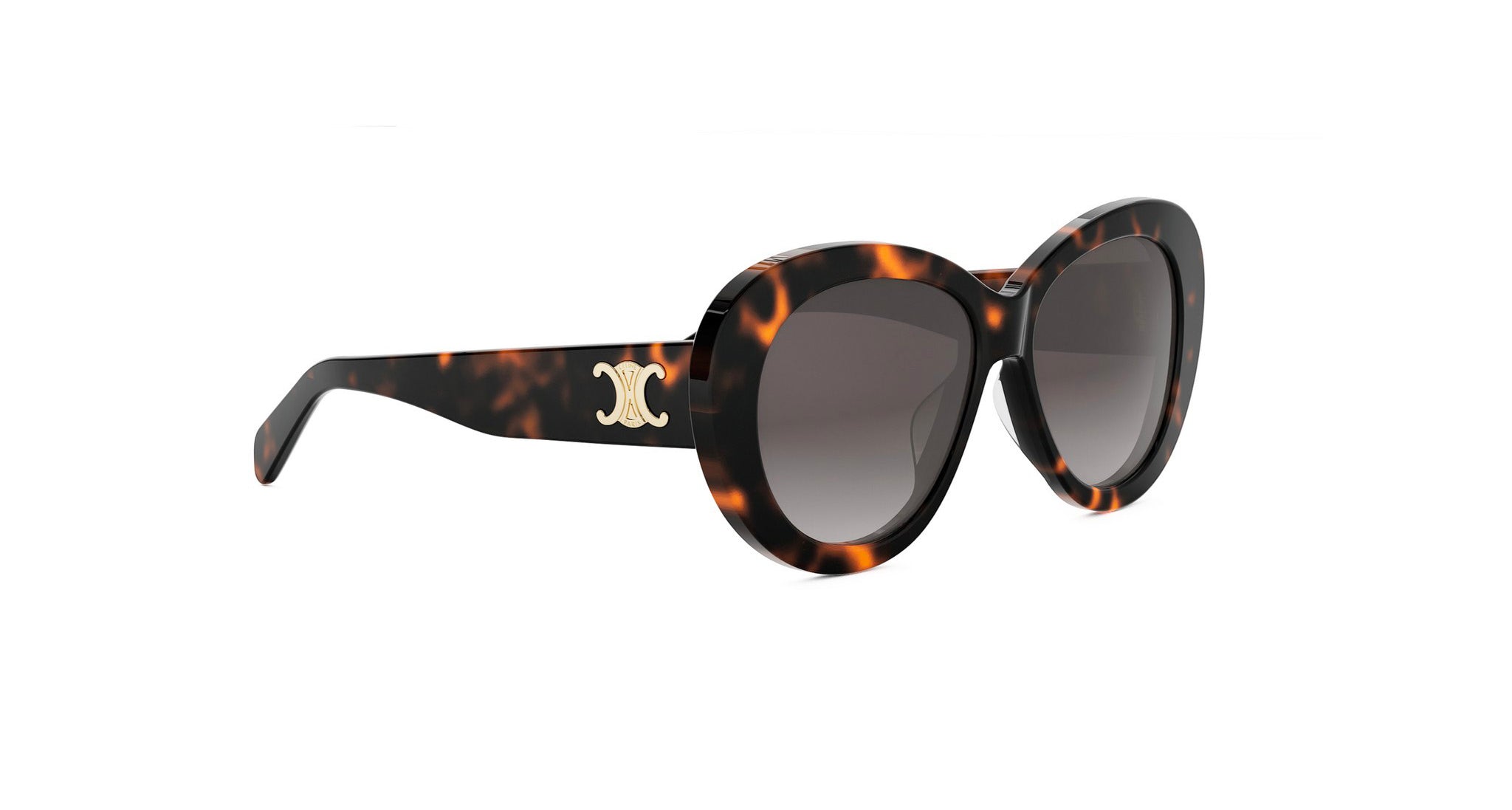 A pair of stylish sunglasses with a tortoiseshell frame and dark lenses.