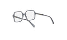 A pair of gray-framed glasses with a square frame and clear lenses.