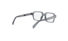 A pair of gray-framed glasses with a sleek, modern design.