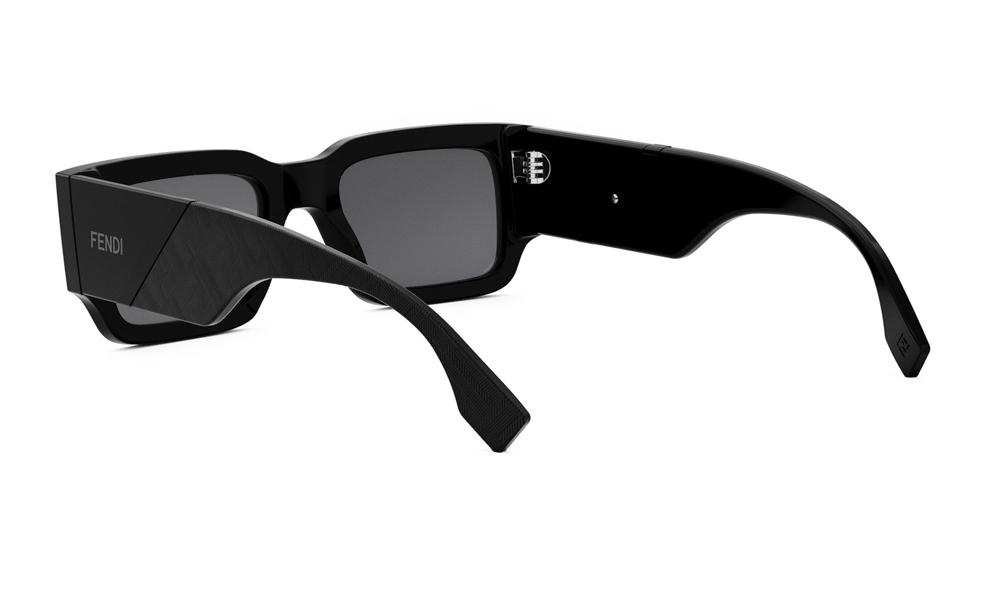 A pair of black sunglasses with a sleek, modern design.