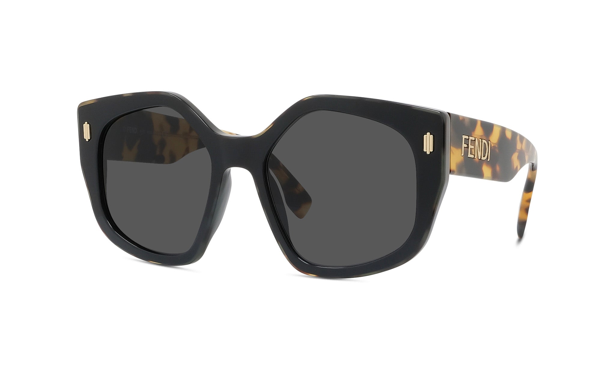A pair of stylish sunglasses with a tortoiseshell frame and dark lenses.