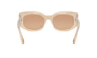A pair of tan-colored sunglasses with a sleek, modern design.