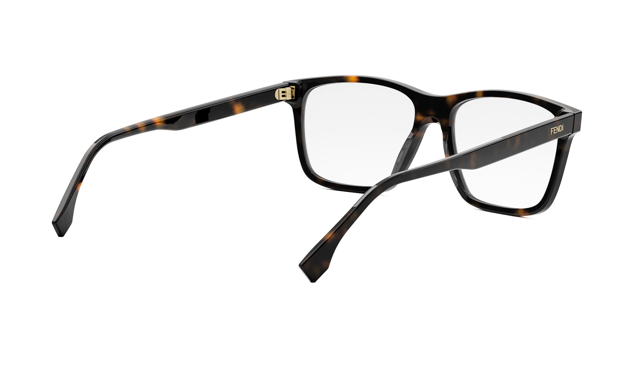 A pair of tortoiseshell-framed glasses with a dark frame and clear lenses.