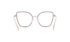 A pair of stylish, modern-looking glasses with a maroon frame and silver metal arms.