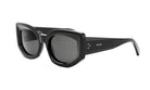 A pair of black sunglasses with a sleek, modern design.