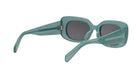 A pair of green-framed sunglasses with dark lenses.