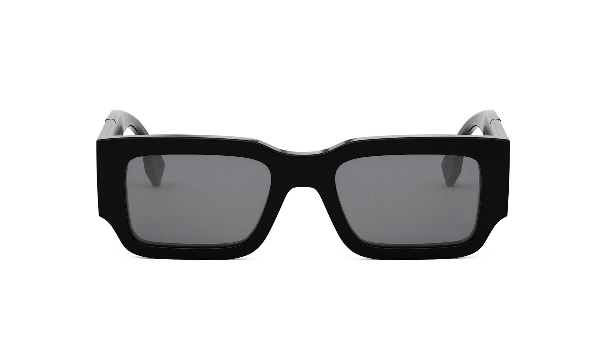 A pair of black rectangular sunglasses with dark lenses.