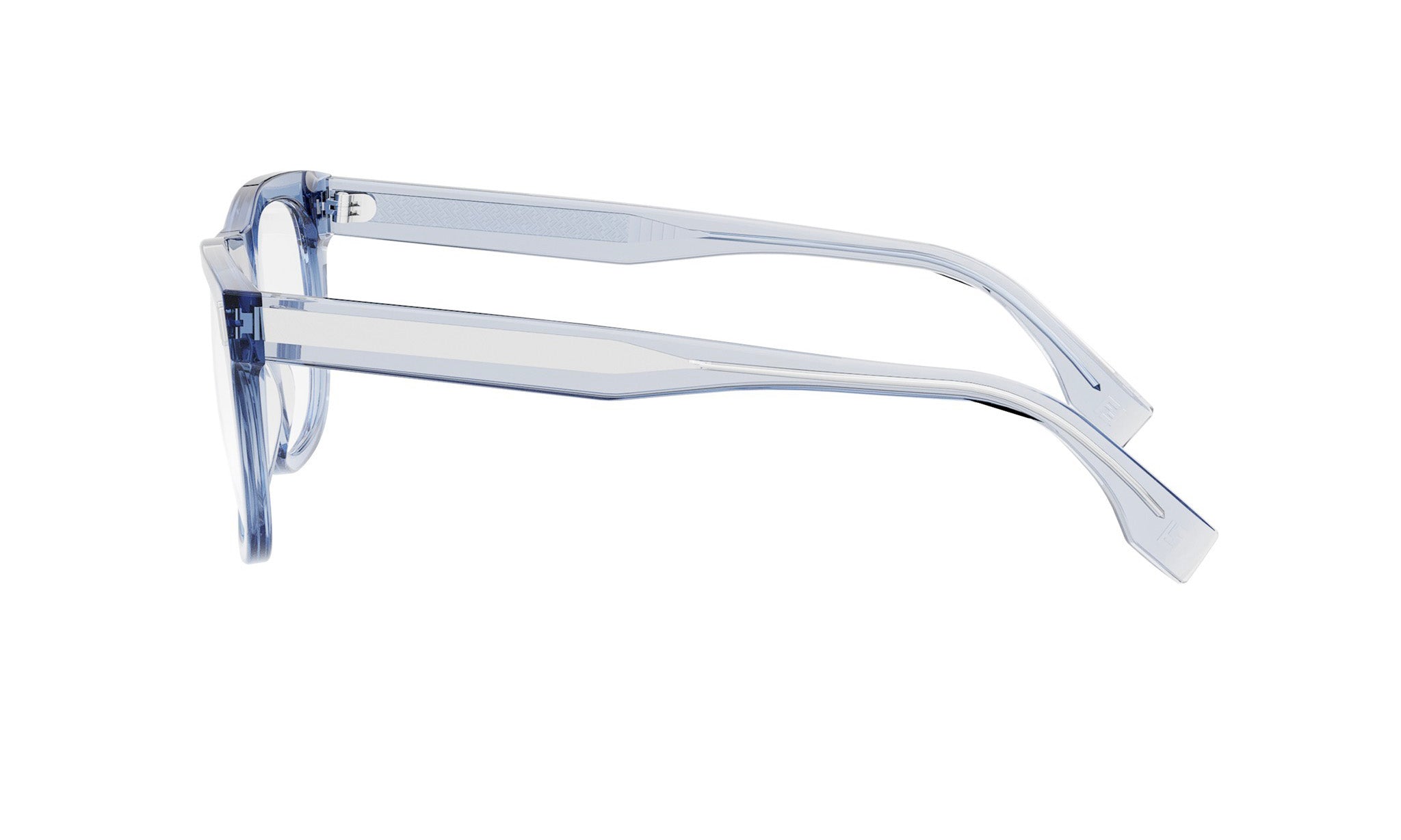 A pair of clear, blue-tinted glasses with a sleek, modern design.