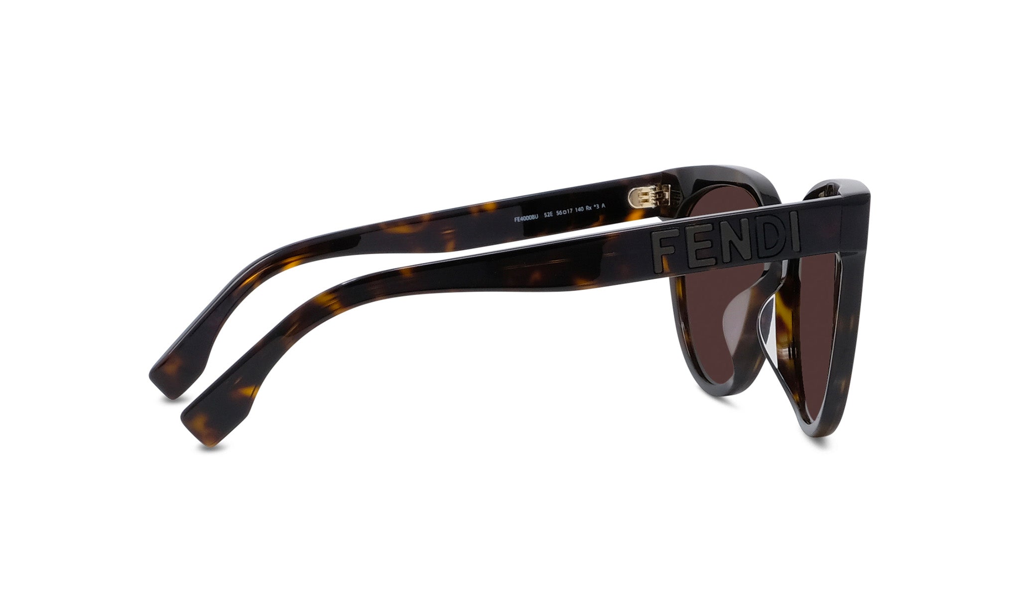A pair of sunglasses with the Fendi logo prominently displayed on the frame.