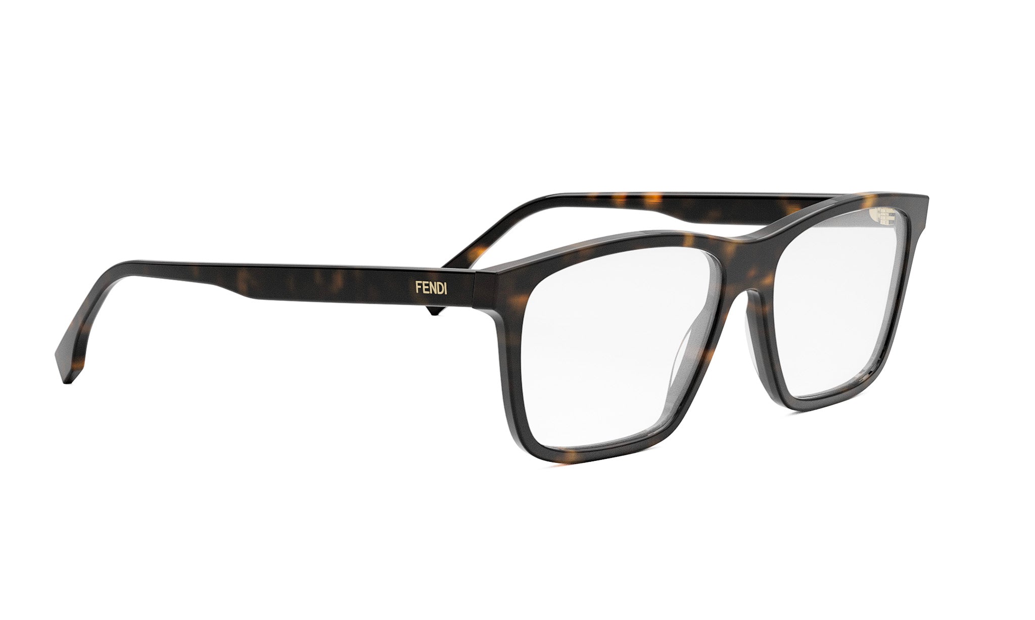 A pair of tortoiseshell-framed glasses with a dark frame and clear lenses.