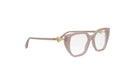 A pair of stylish, beige-framed glasses with a gold-colored accent detail.