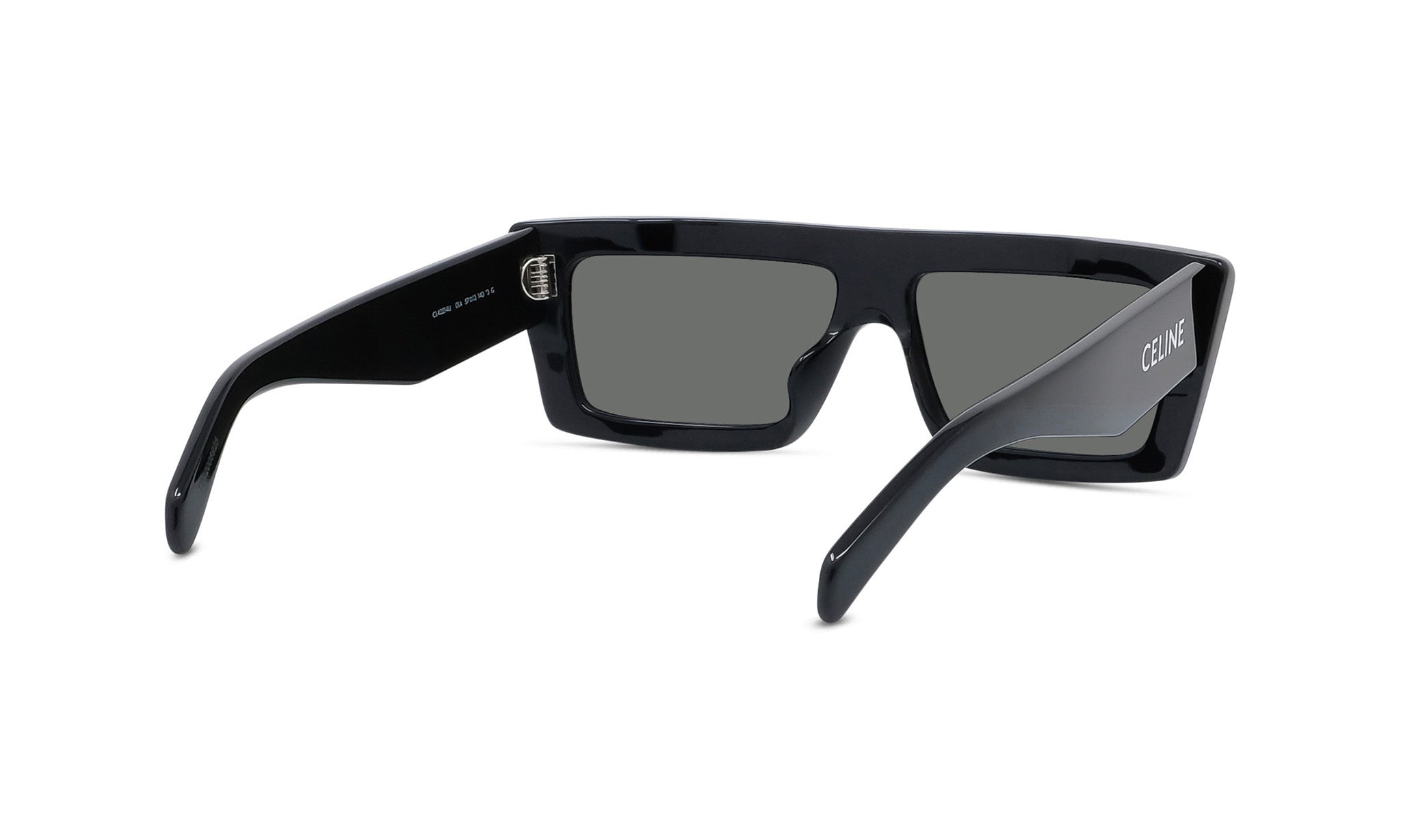 A pair of black sunglasses with a sleek, modern design.