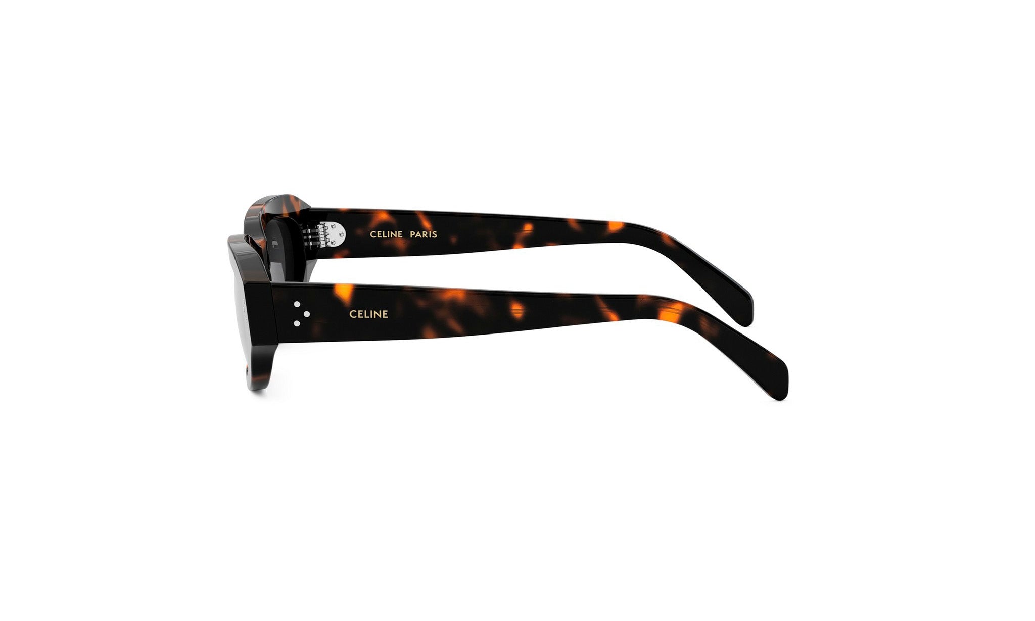 A pair of sunglasses with a tortoiseshell frame and dark lenses.