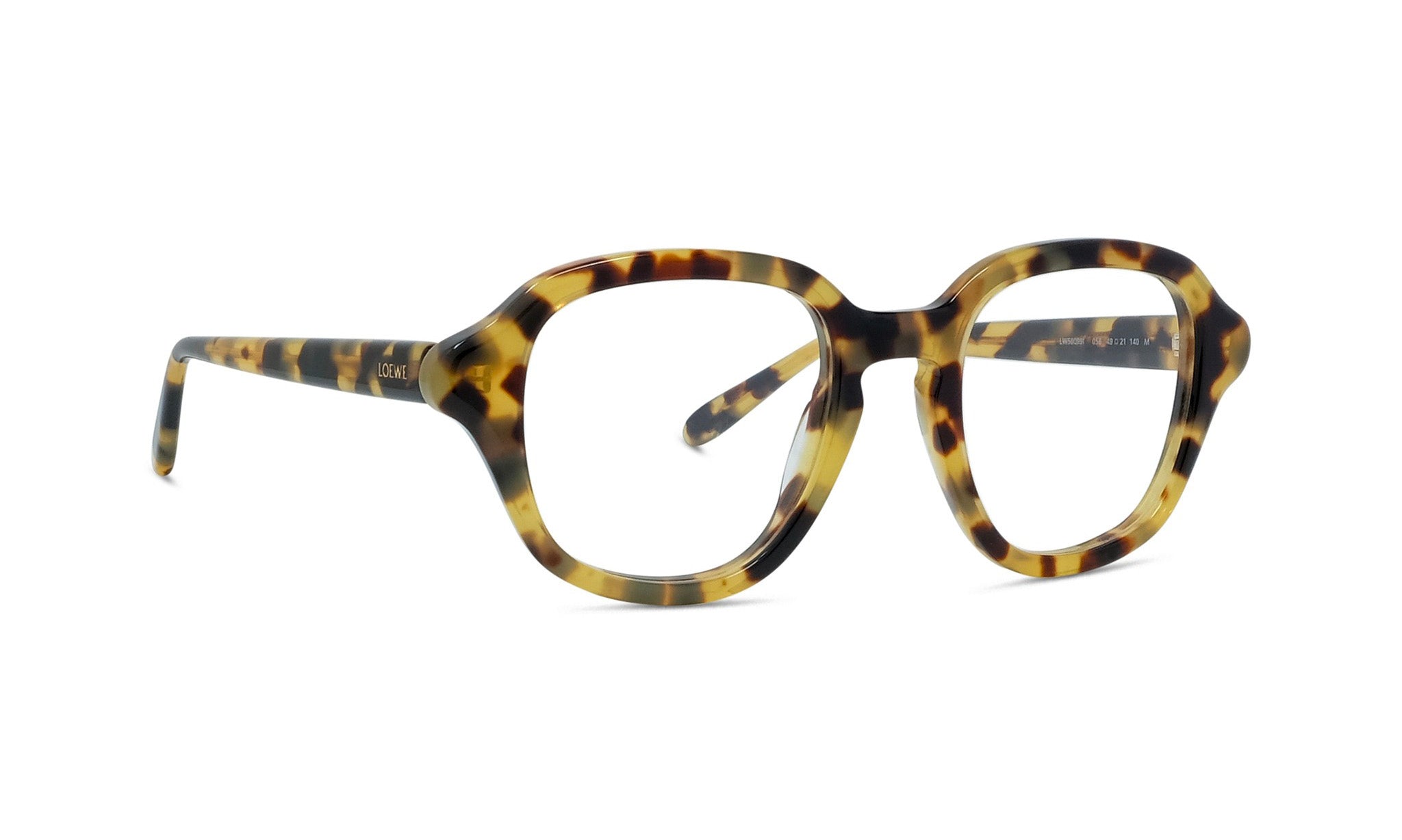 A pair of tortoiseshell-framed glasses with a yellow and black pattern.