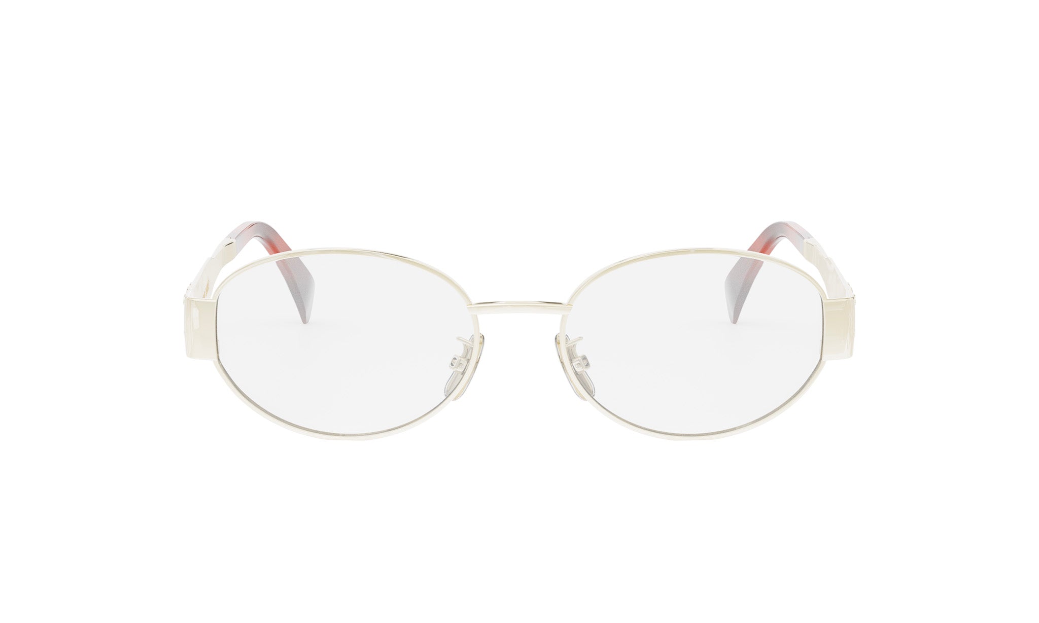 A pair of round, wire-rimmed glasses with a white frame.