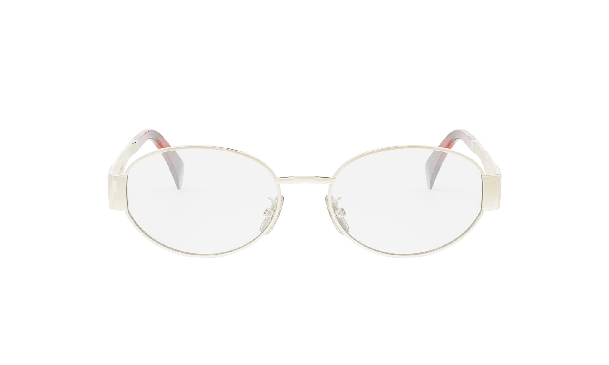 A pair of round, wire-rimmed glasses with a white frame.