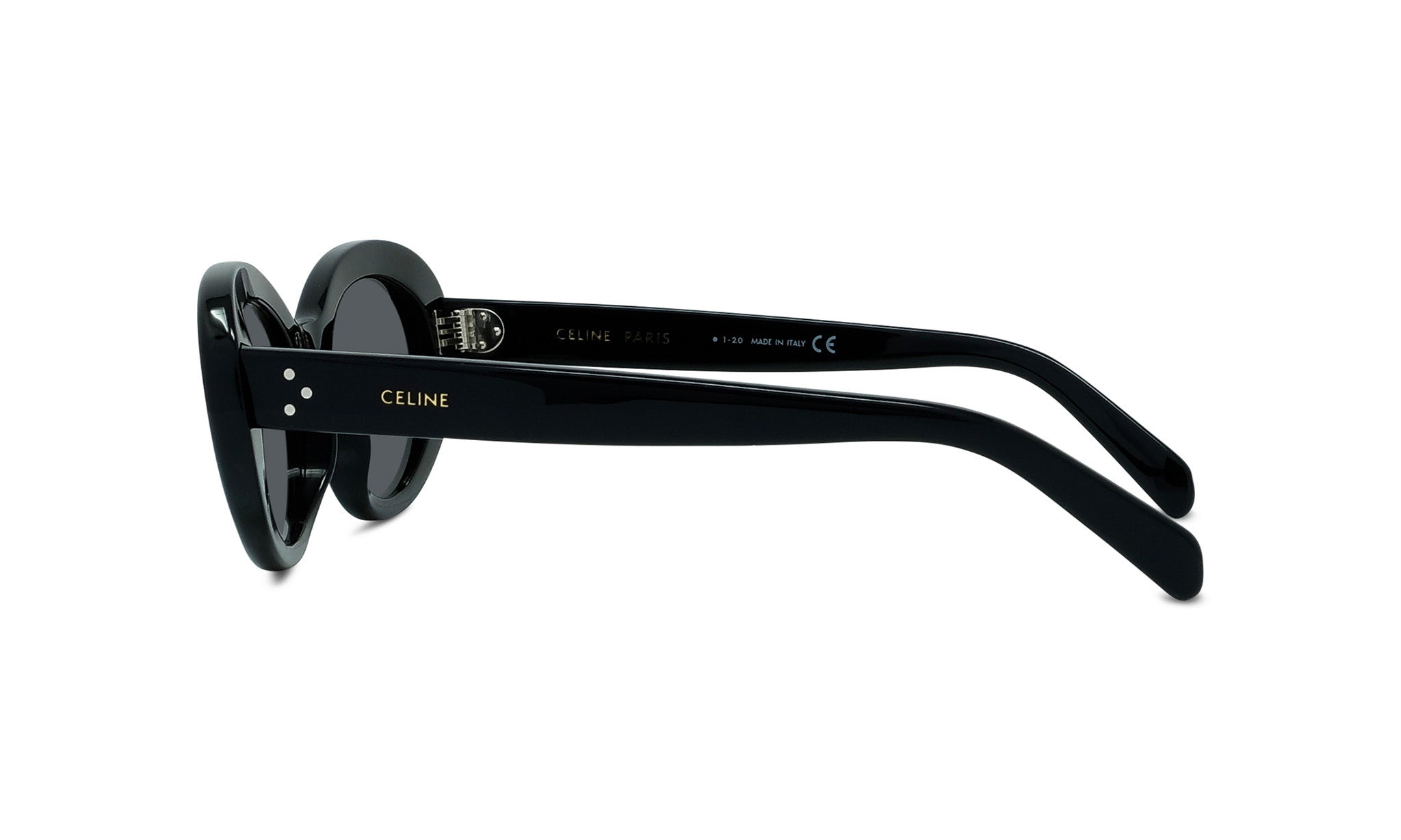 A pair of black sunglasses with the Celine brand name visible on the frame.