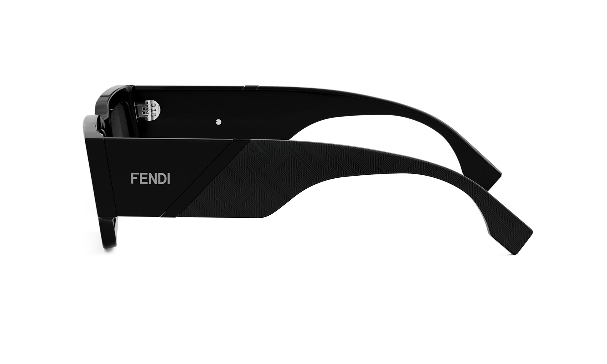 A pair of black Fendi sunglasses against a white background.