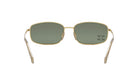 A pair of gold-framed sunglasses with dark green lenses.