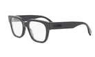 A pair of black-framed glasses with the Fendi logo on the side.