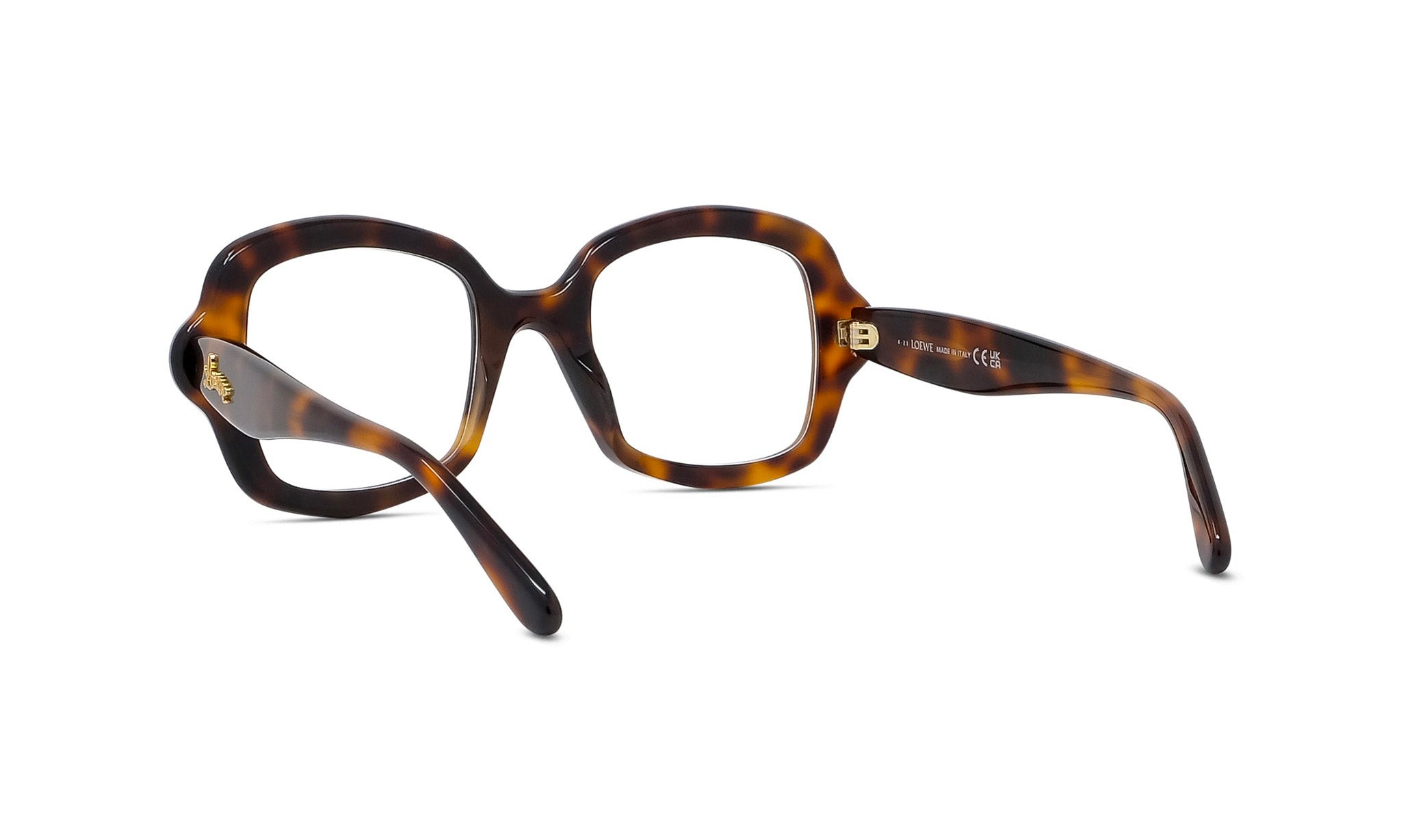A pair of tortoiseshell-framed glasses with a dark tortoiseshell frame and a lighter tortoiseshell center.