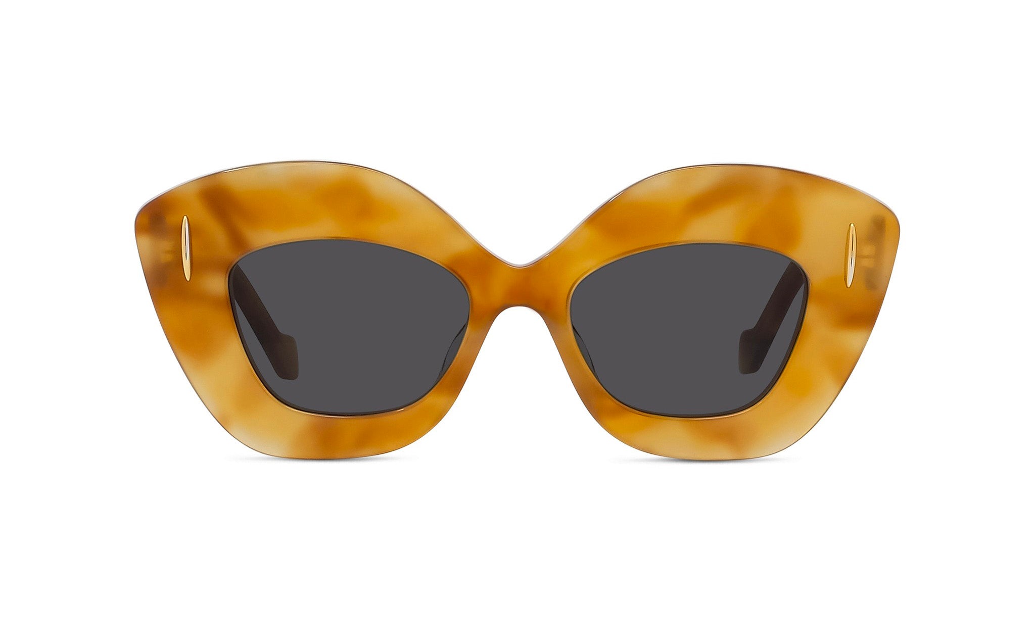 A pair of stylish sunglasses with a tortoiseshell frame and dark lenses.