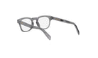 A pair of gray-framed glasses with a sleek, modern design.