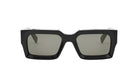 A pair of black rectangular sunglasses with dark lenses.