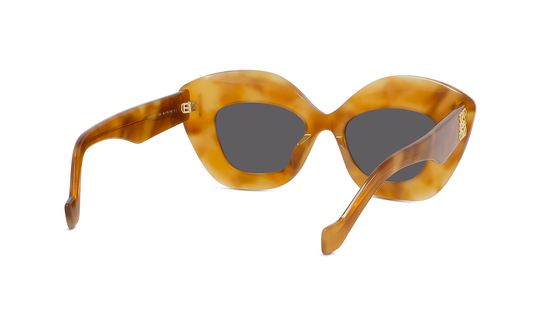 A pair of stylish sunglasses with a distinctive, cat-eye frame design.