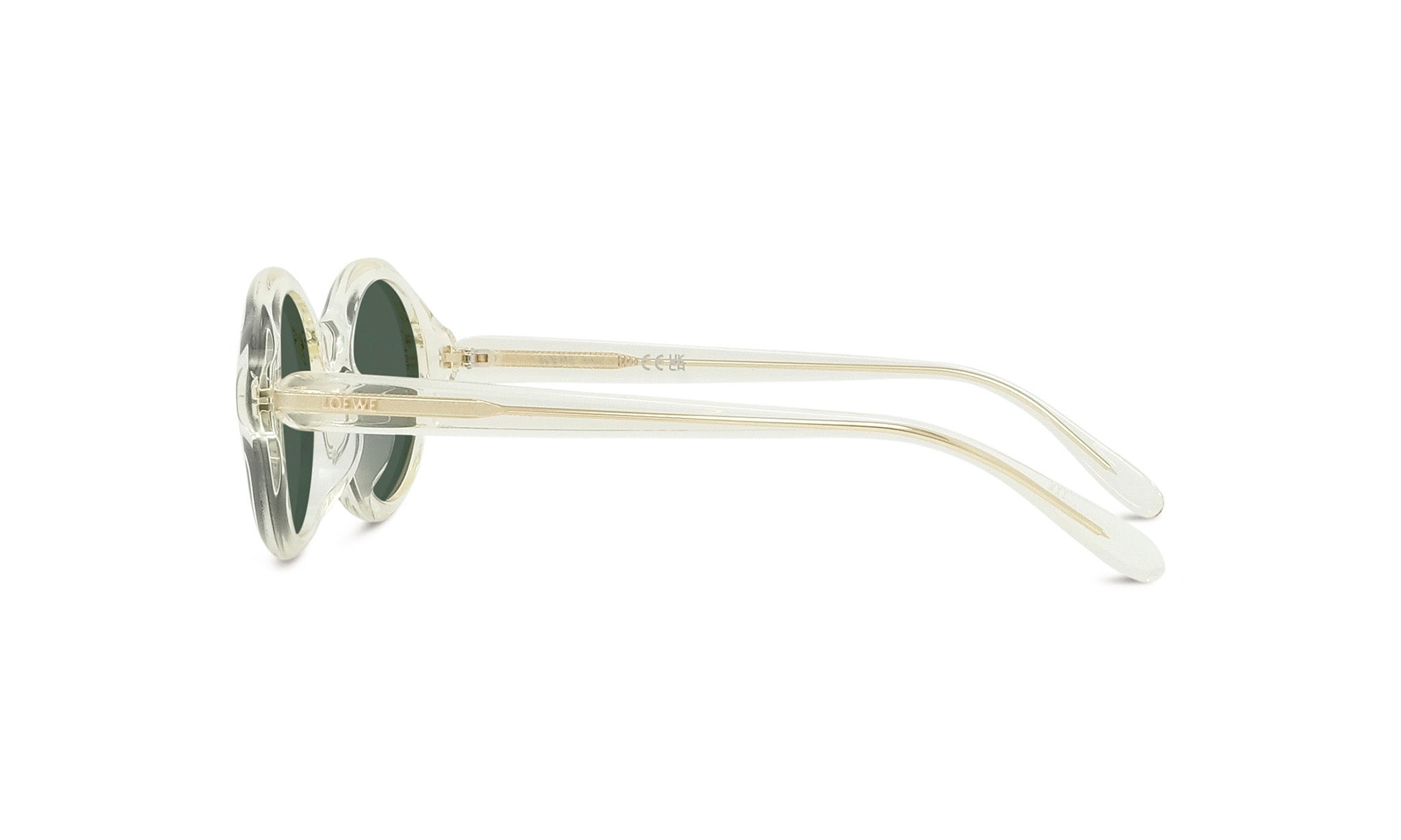 A pair of white-framed sunglasses with dark lenses, positioned side by side against a white background.