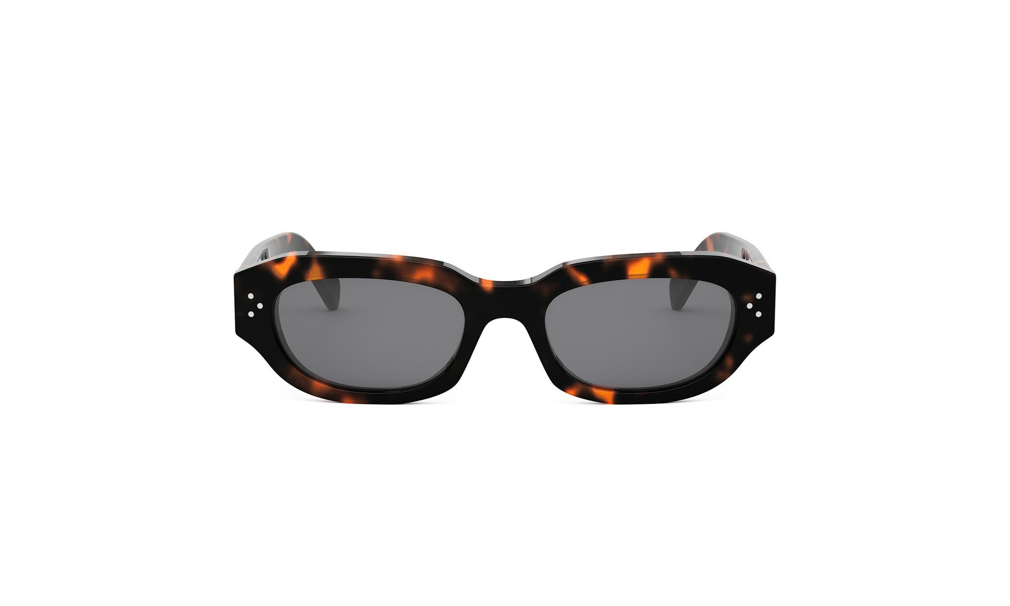 A pair of tortoiseshell-framed sunglasses with dark lenses.