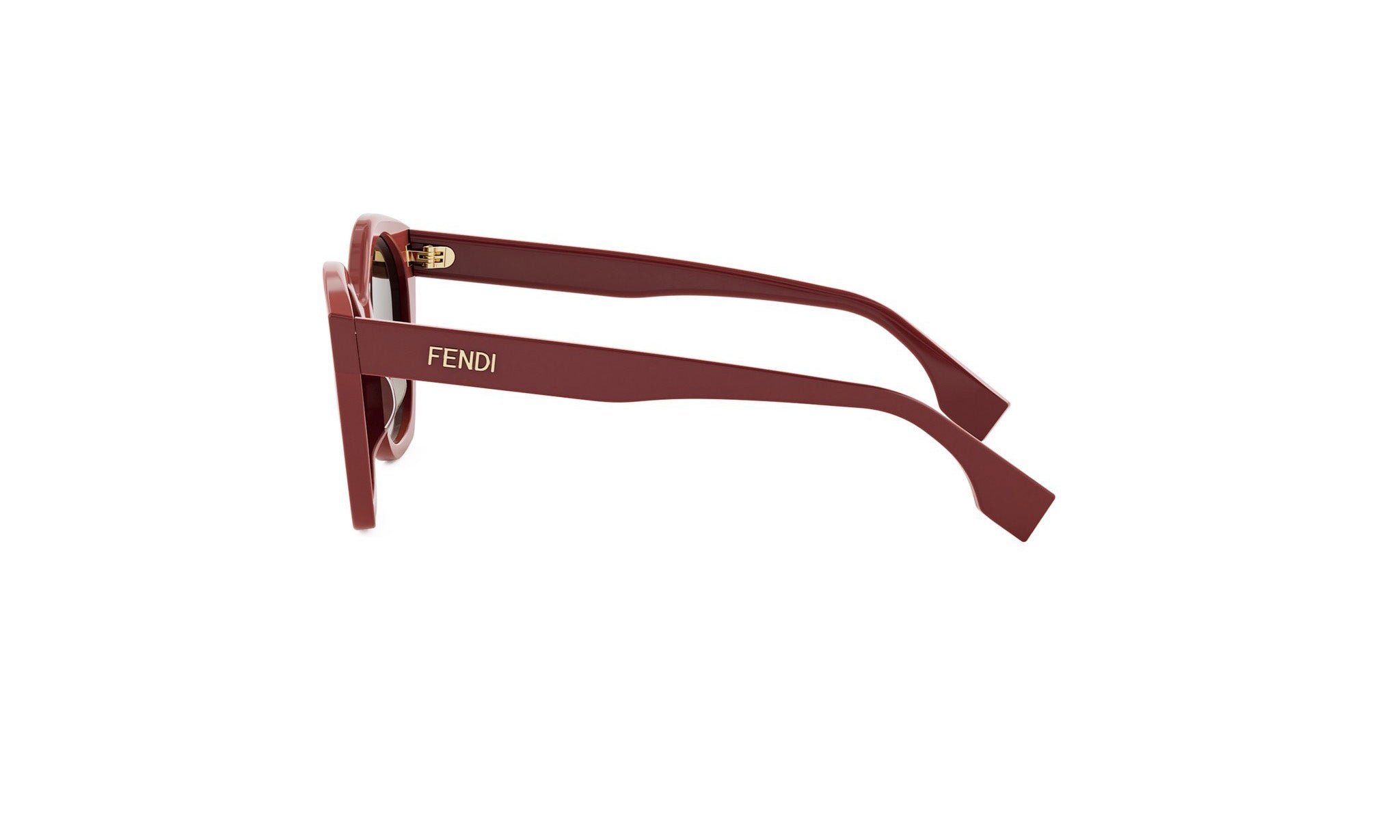 A pair of burgundy-colored Fendi sunglasses with a sleek, modern design.