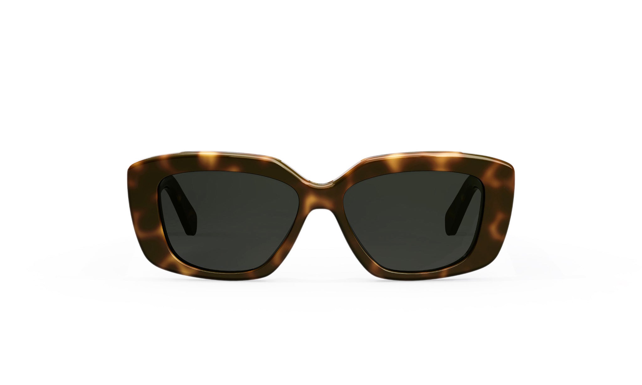 A pair of brown-framed sunglasses with dark lenses.