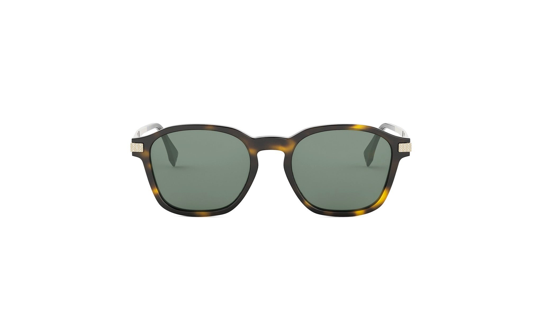 A pair of dark green tortoise-shaped sunglasses with a dark frame and dark green lenses.